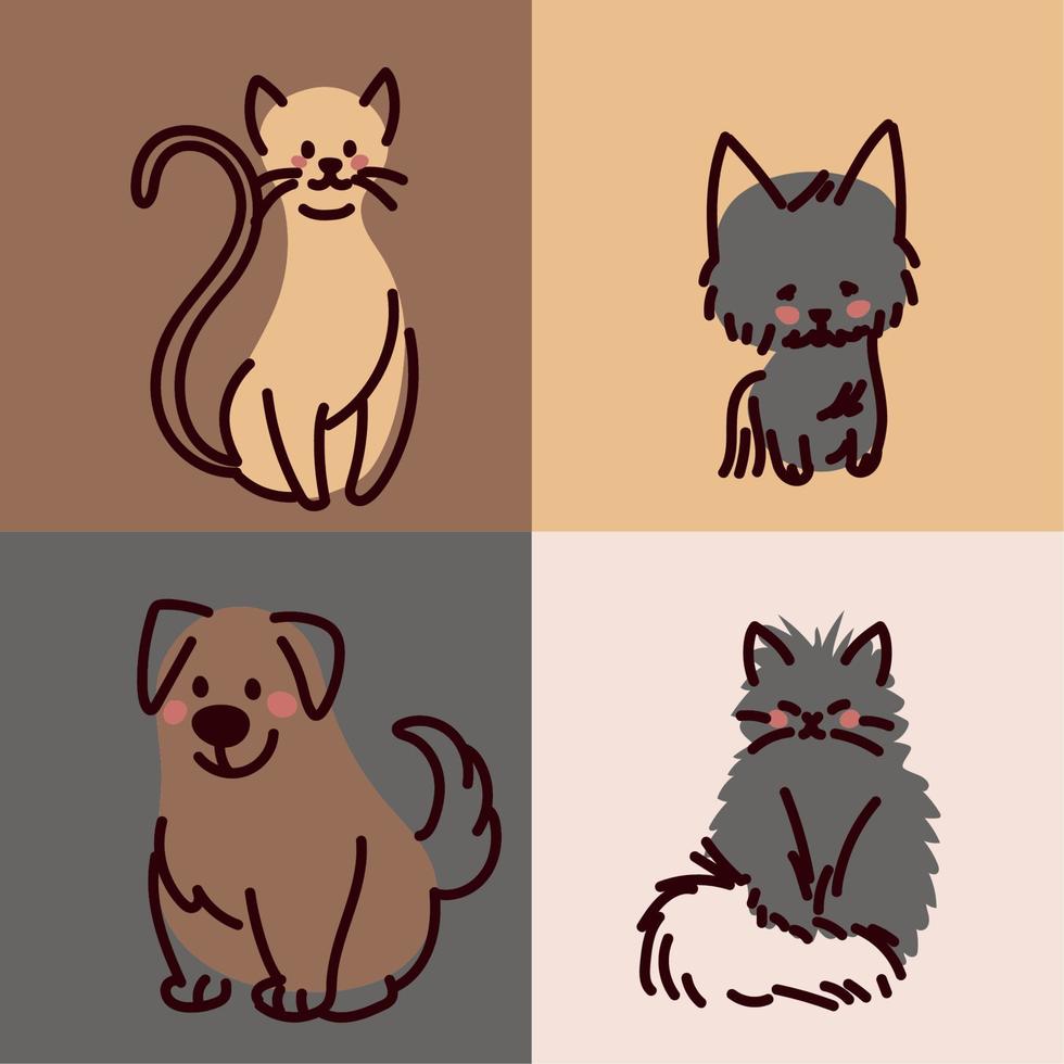 colección de iconos mascotas vector