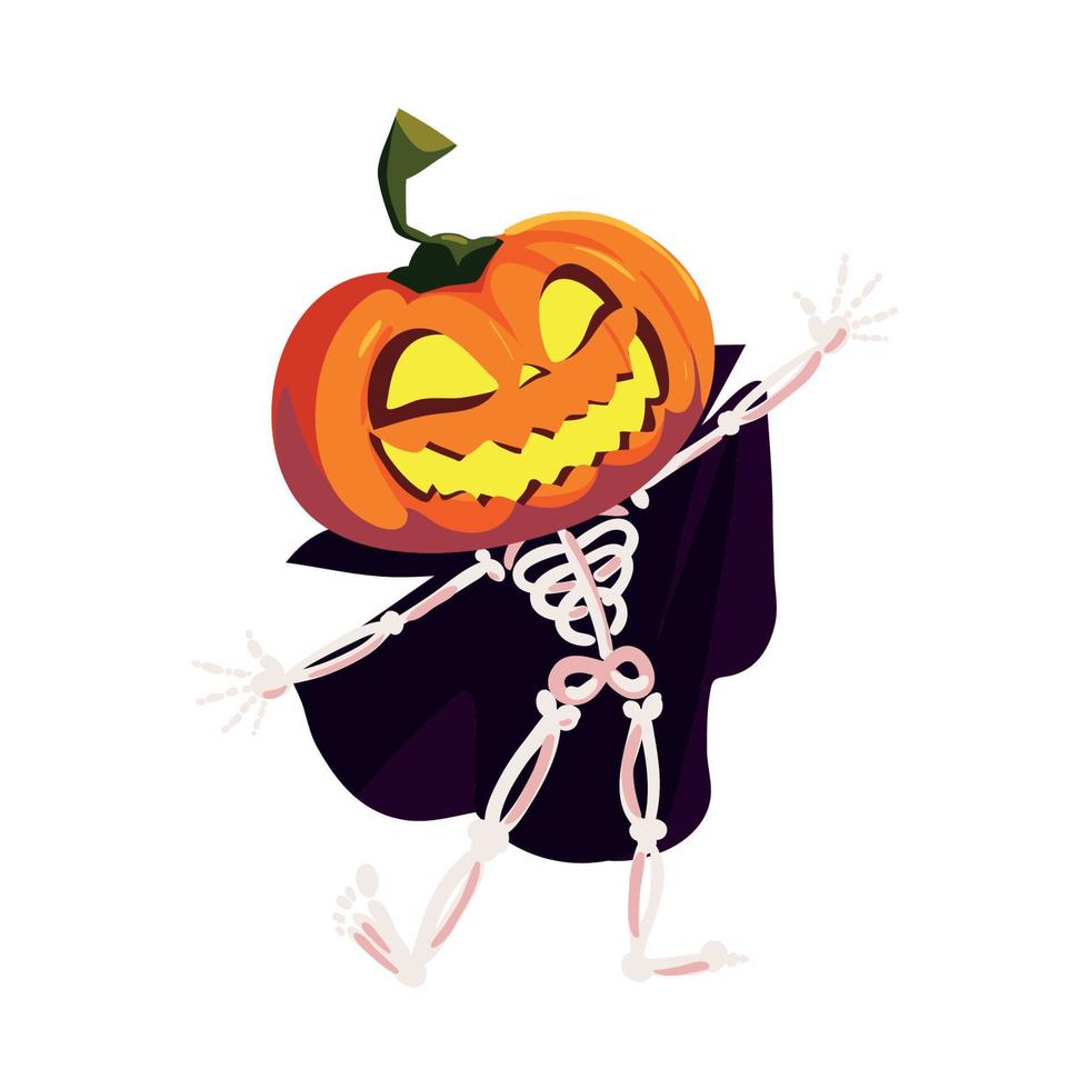 halloween pumpkin skeleton vector