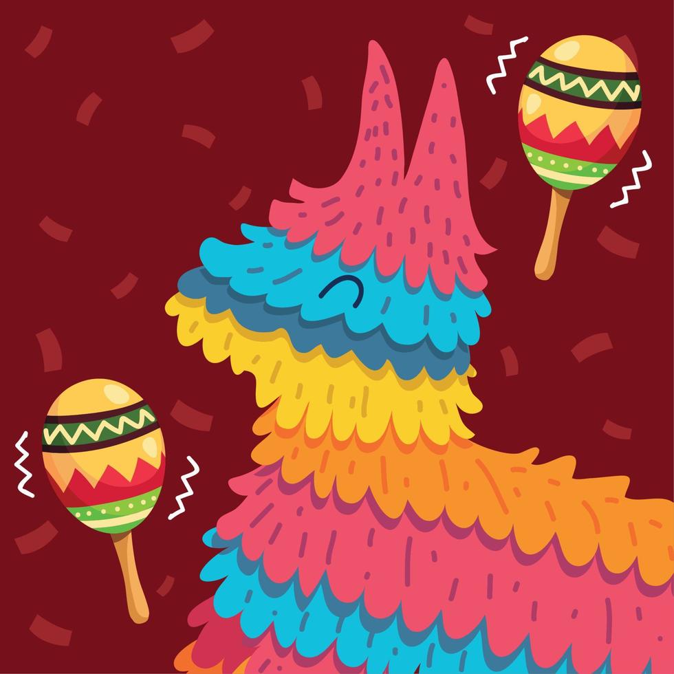 piñata mexicana y maraca vector