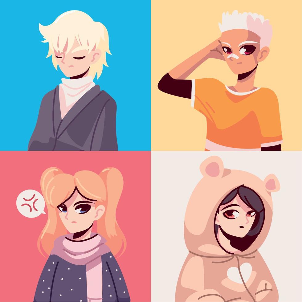 anime hombres y mujeres vector