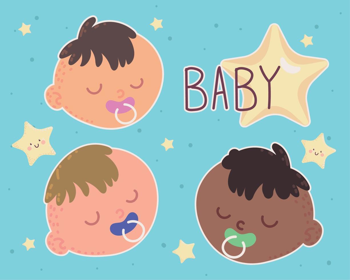 cute babies faces vector