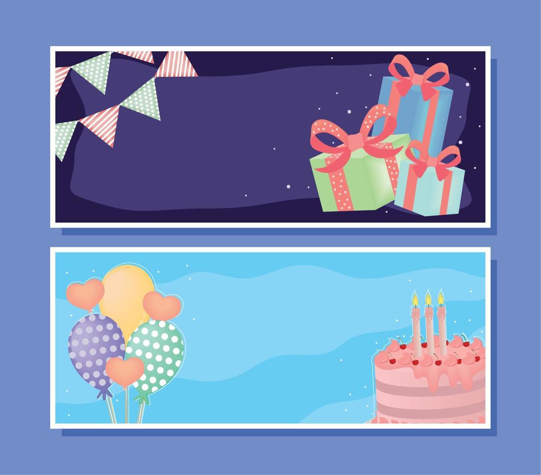 banner horizontal de cumpleaños vector