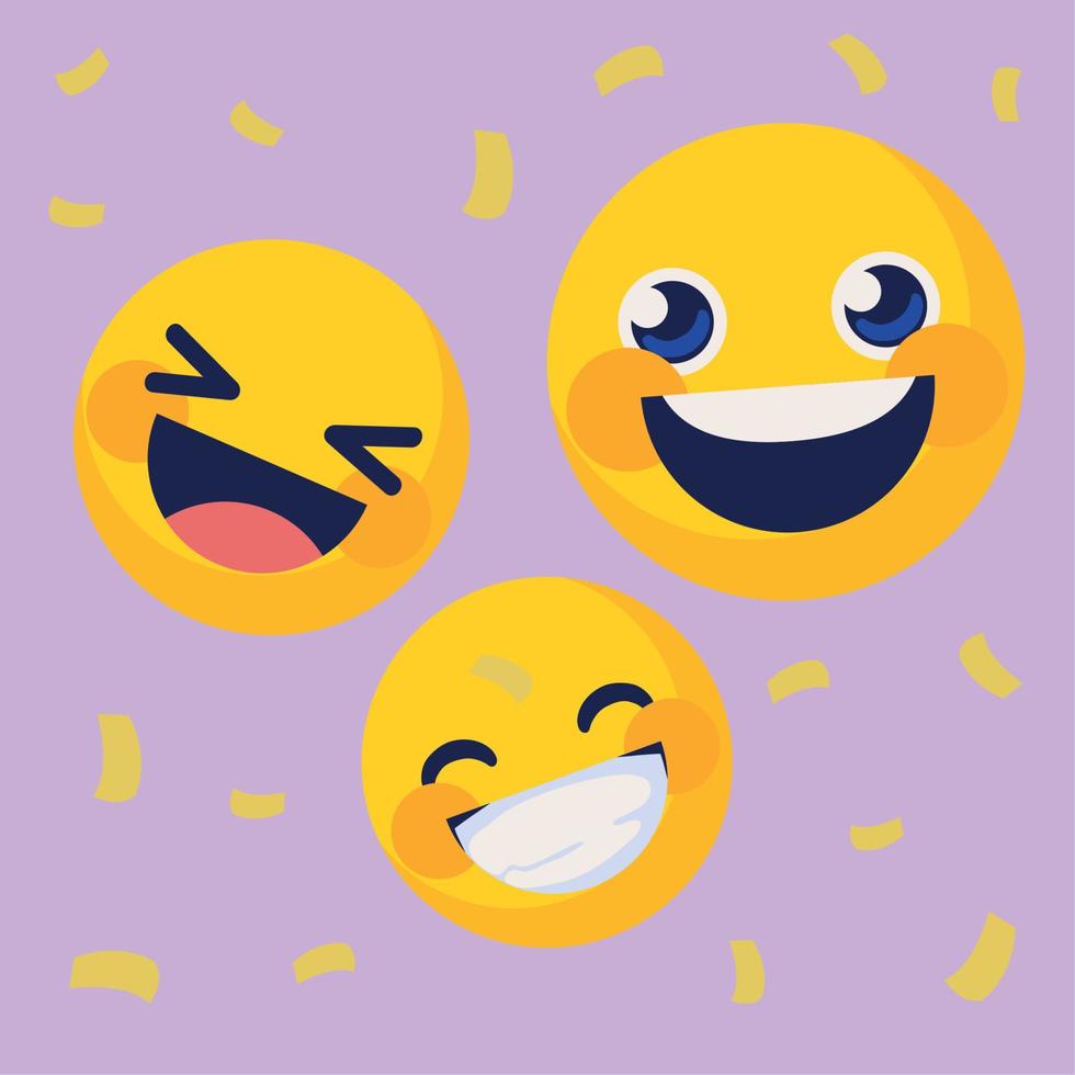 set of happy emoji vector
