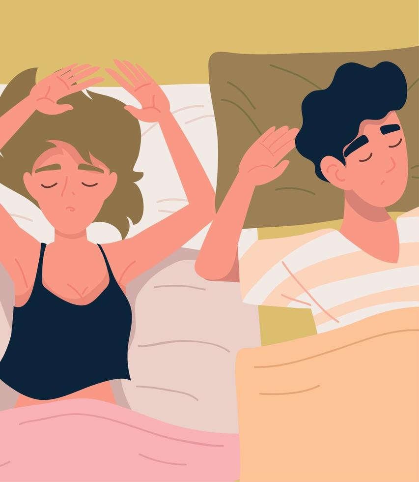 couple together sleeping vector