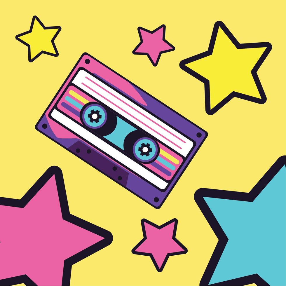 90s cassette record vector