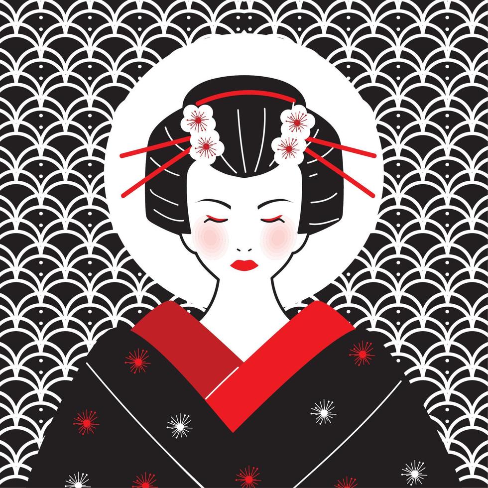 elegant geisha character vector
