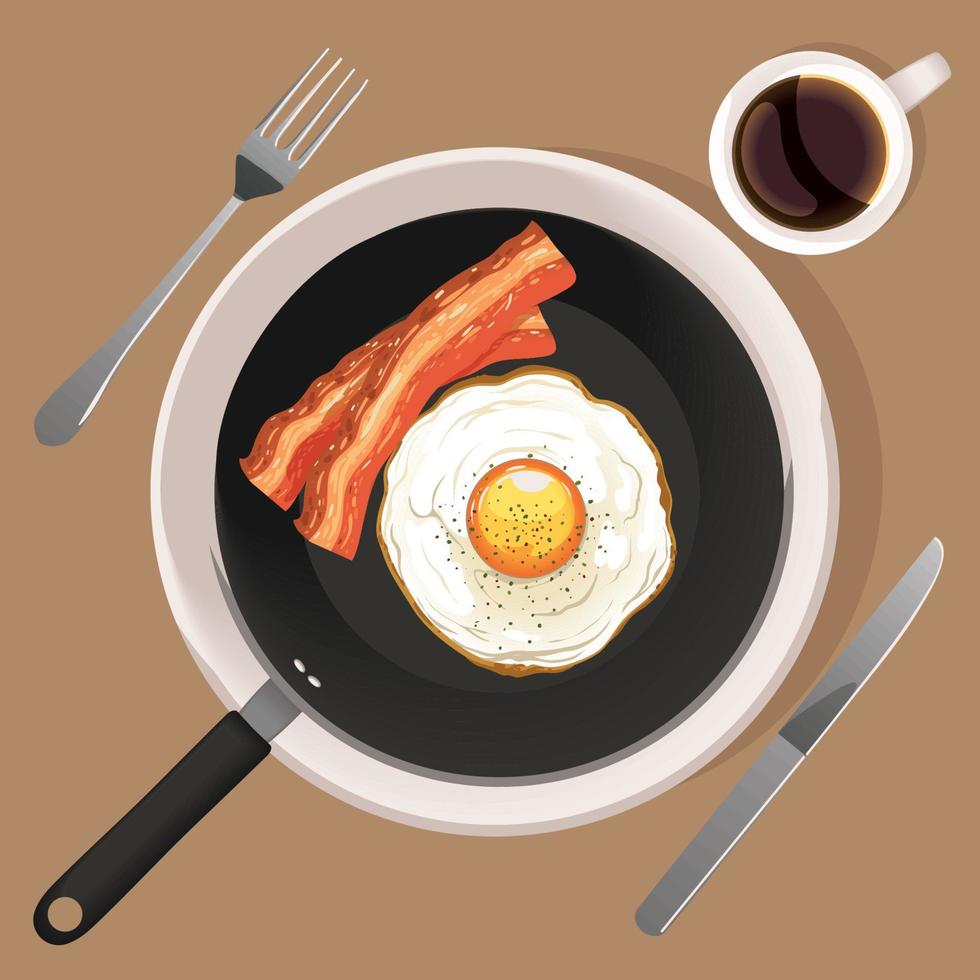 bacon fried egg breakfast vector