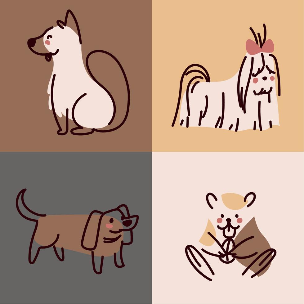 mascotas perros y hamster vector