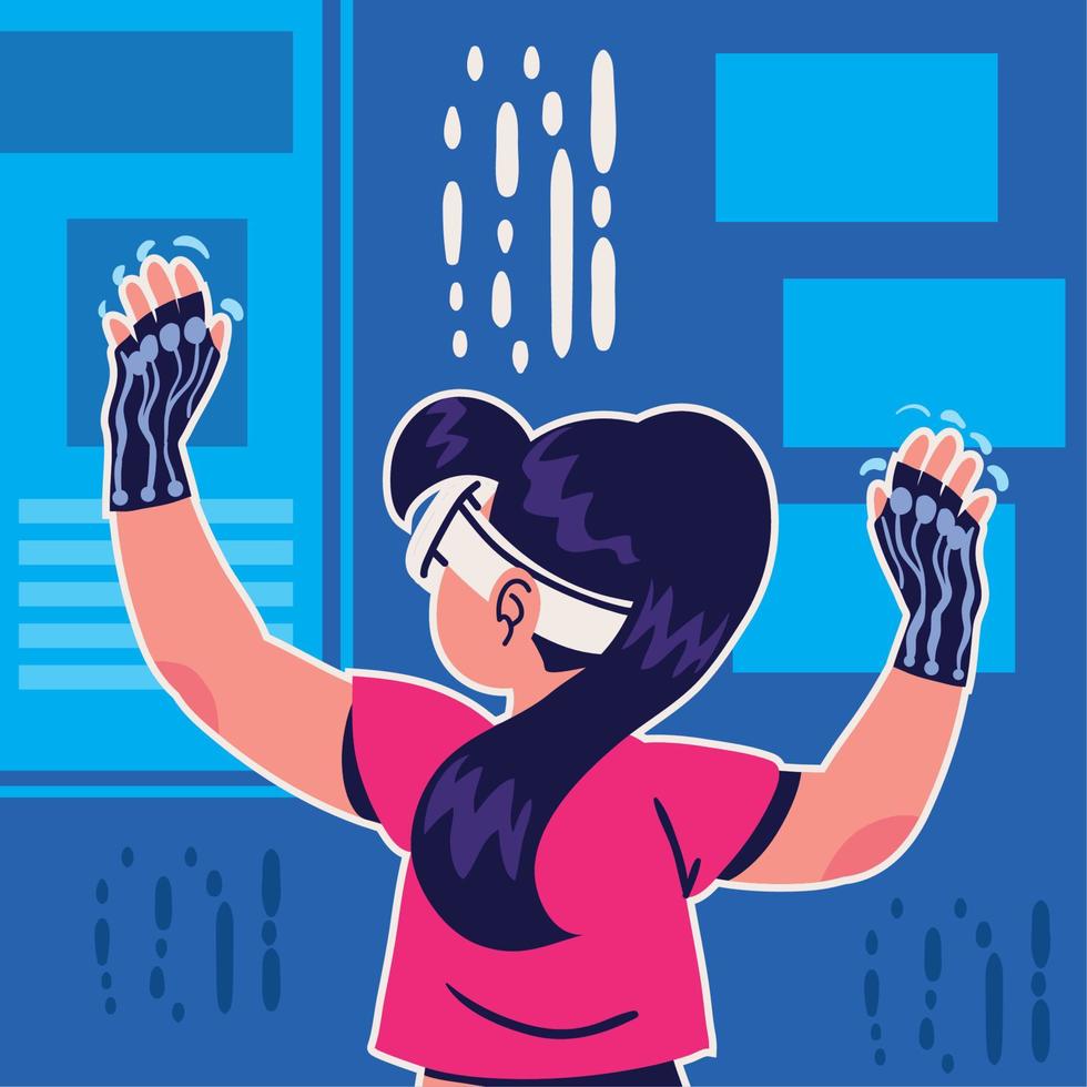 woman using metaverse vector