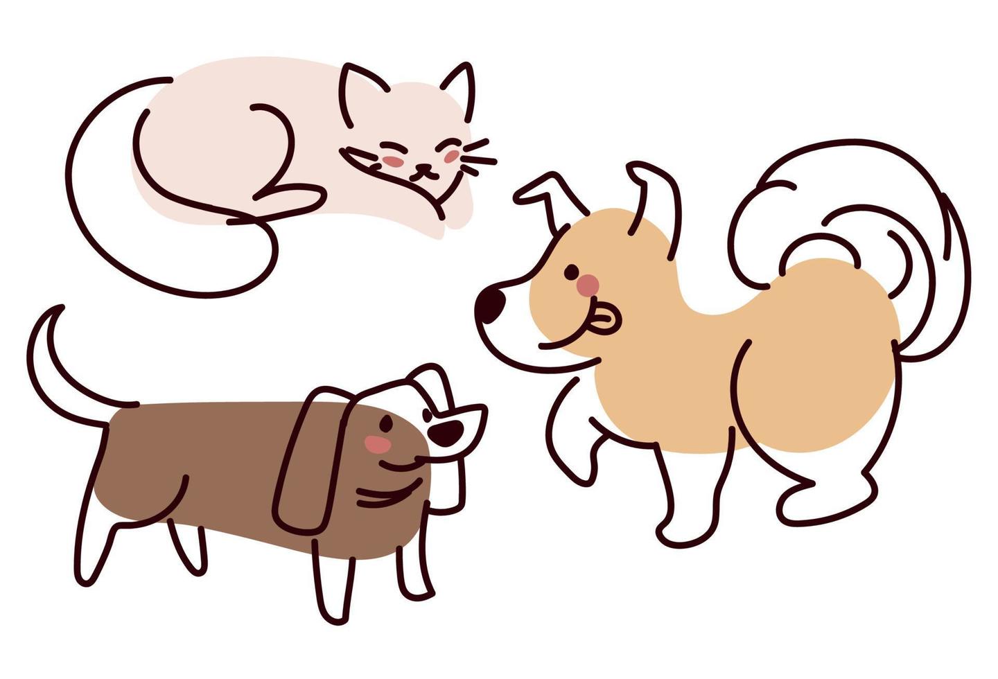 set of cat and dogs pets vector