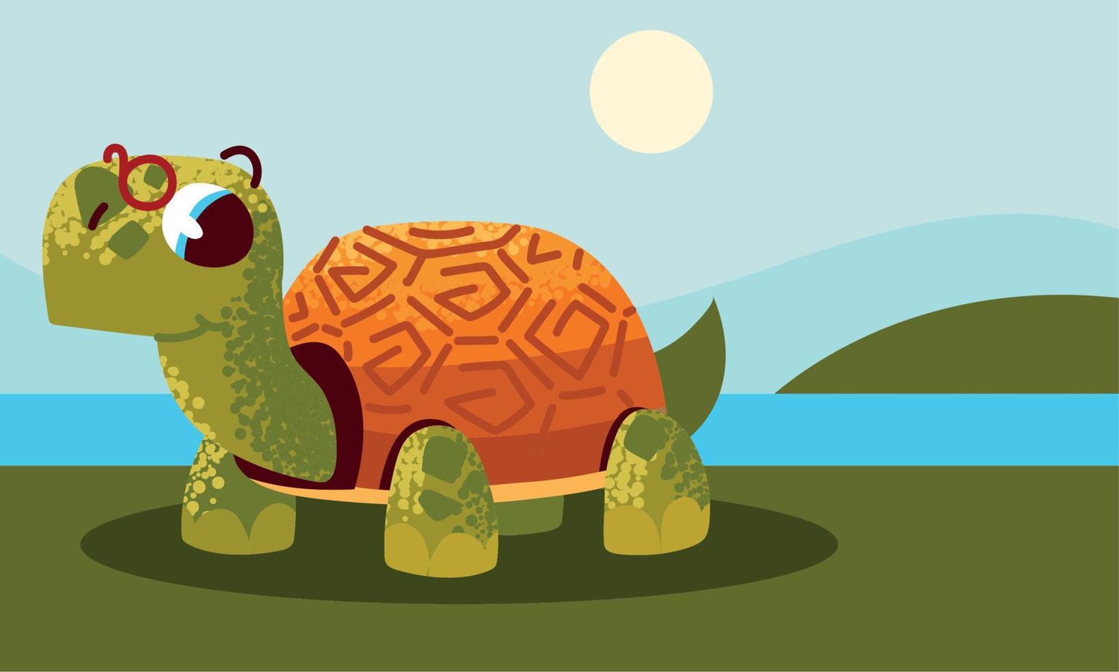 pequeña tortuga linda vector