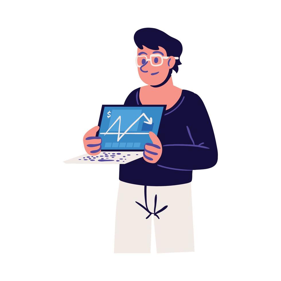man with laptop vector