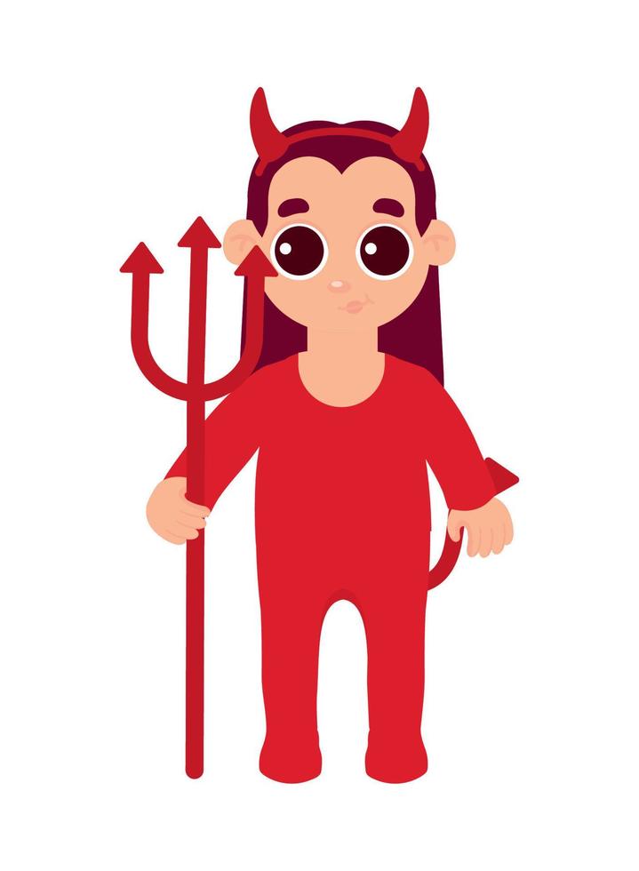 personaje de diablo de niña de halloween vector