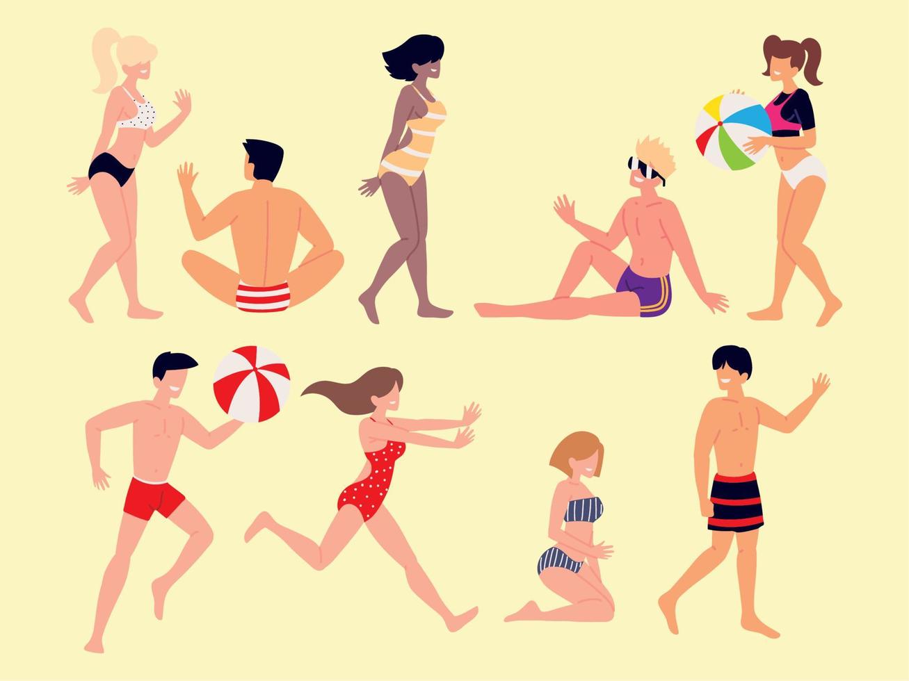 people in bathing suits vector