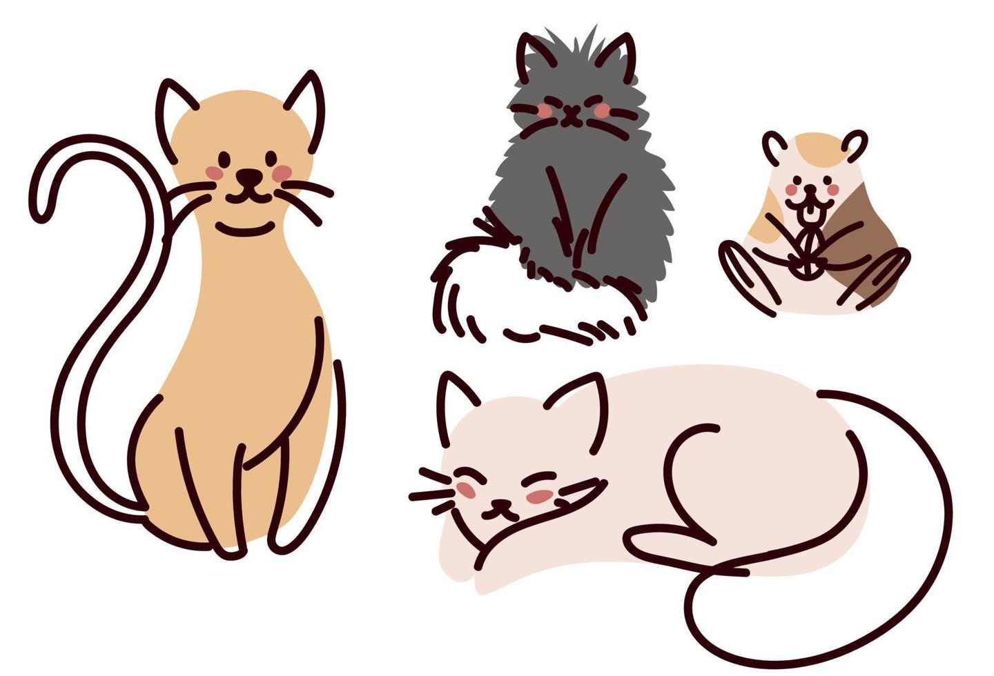 pets cats and hamster vector