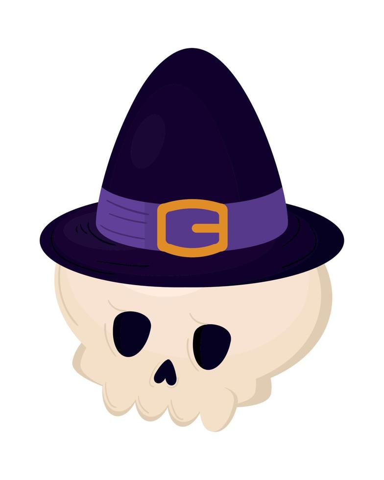 calavera de halloween con sombrero vector