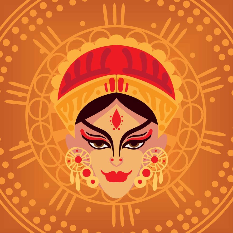 diosa durga cabeza vector