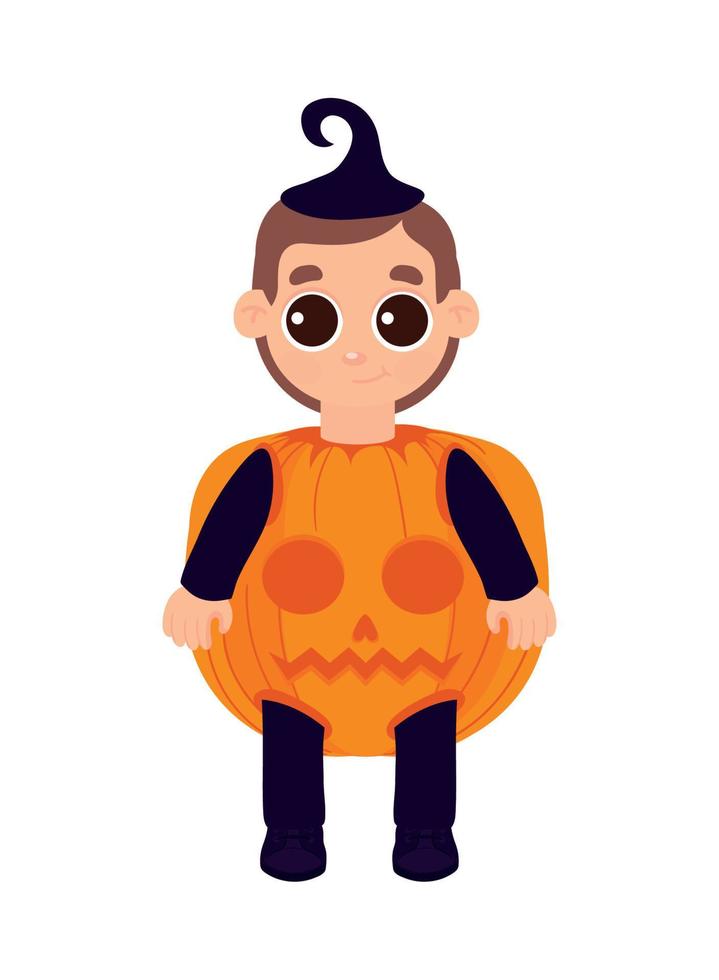 personaje de niño calabaza de halloween vector