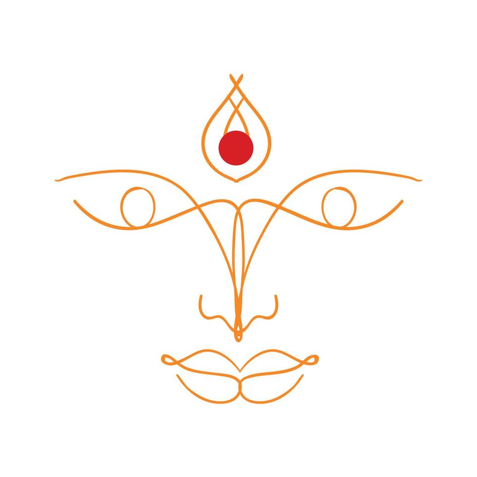 goddess durga face linear vector