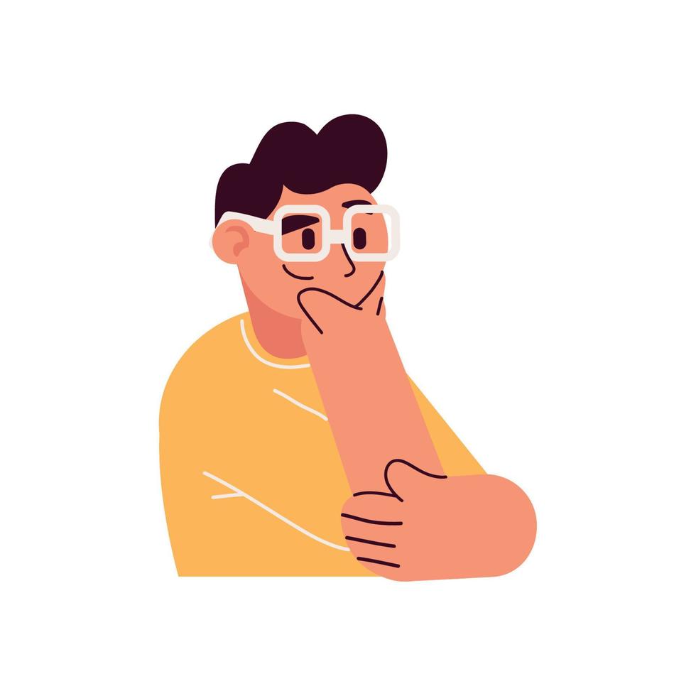 man with glasses thinking vector