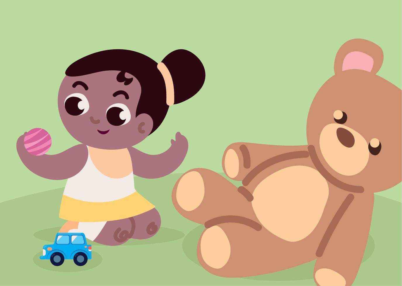 girl with rteddy and ball vector