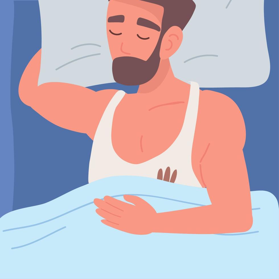 guy sleeping on bed vector