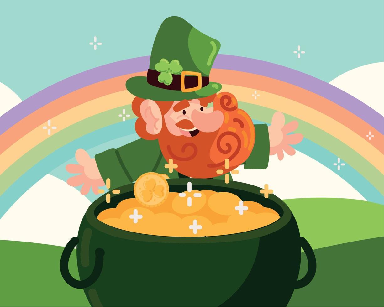 leprechaun with treasure vector