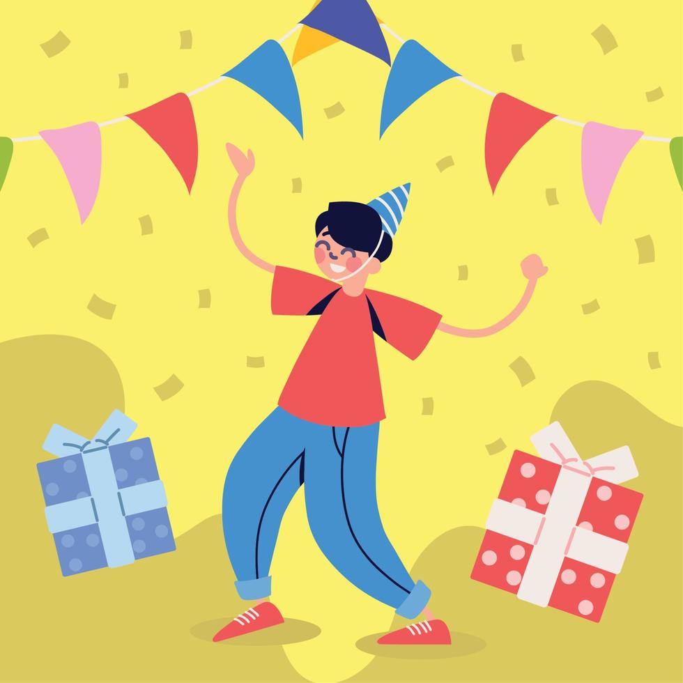 happy boy birthday hat vector