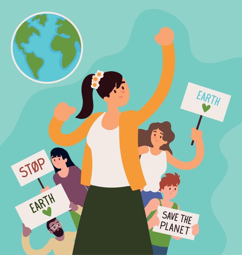 activists people with posters vector