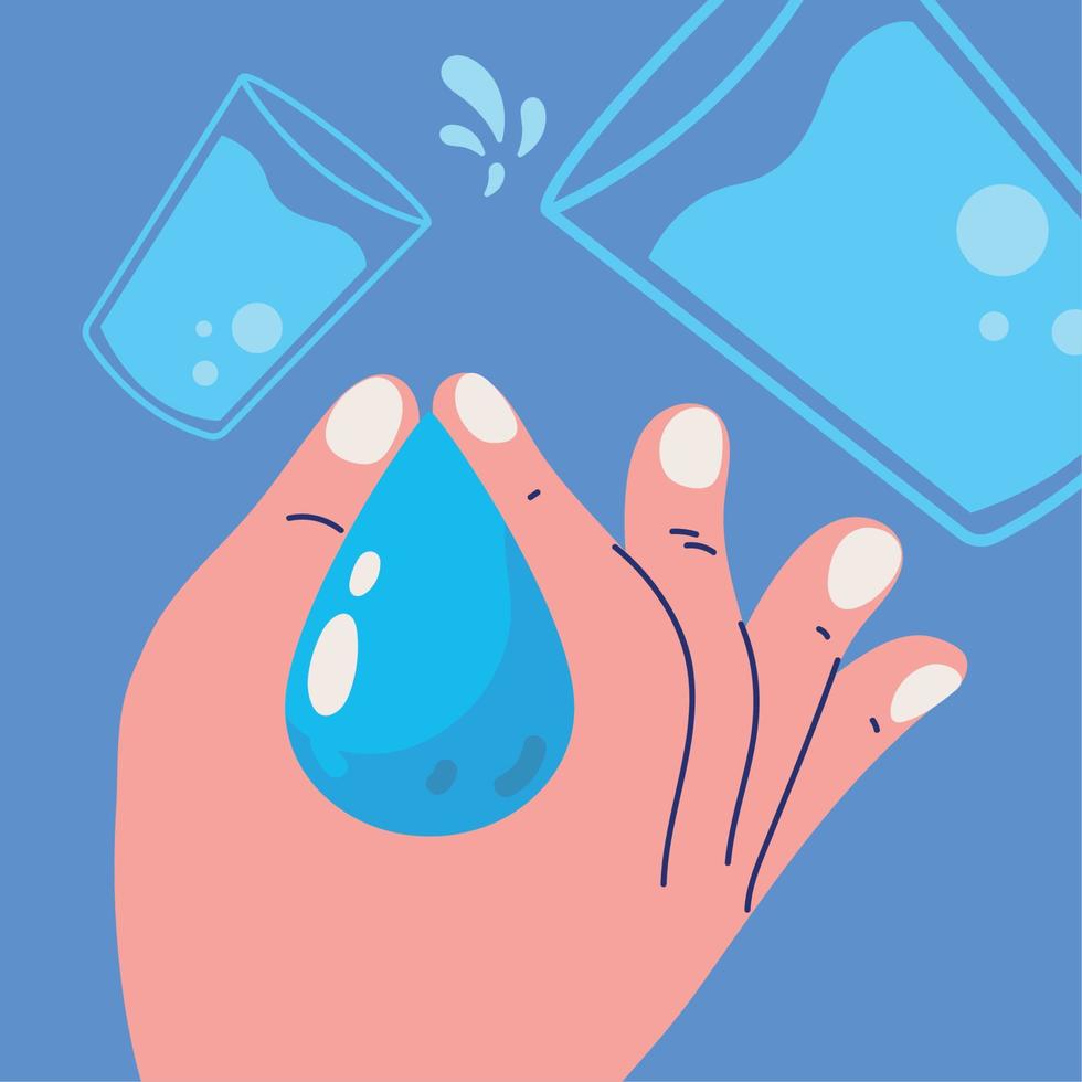 hand with water drop vector