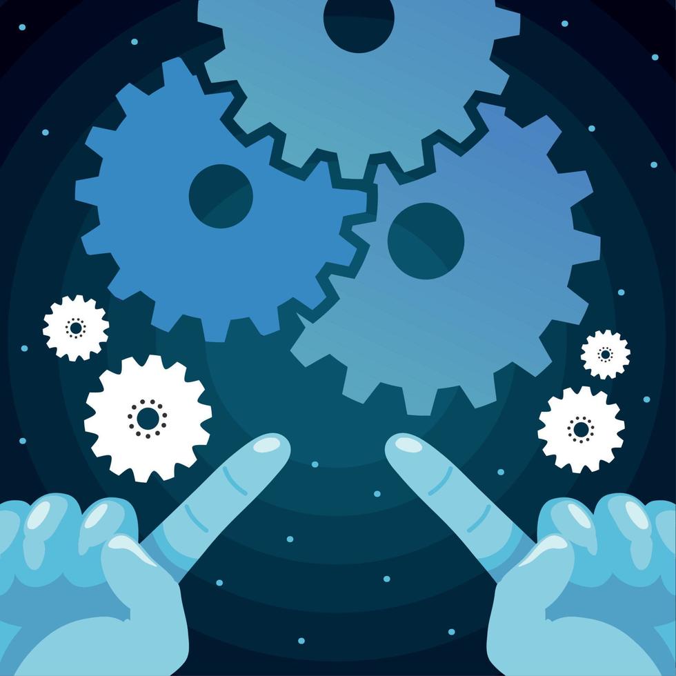 hands and gear wheels vector