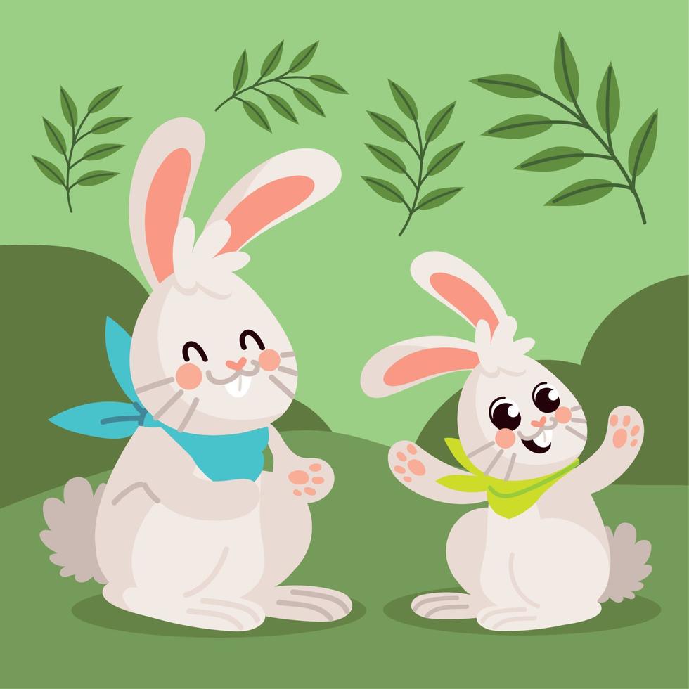 rabbits in the grass vector