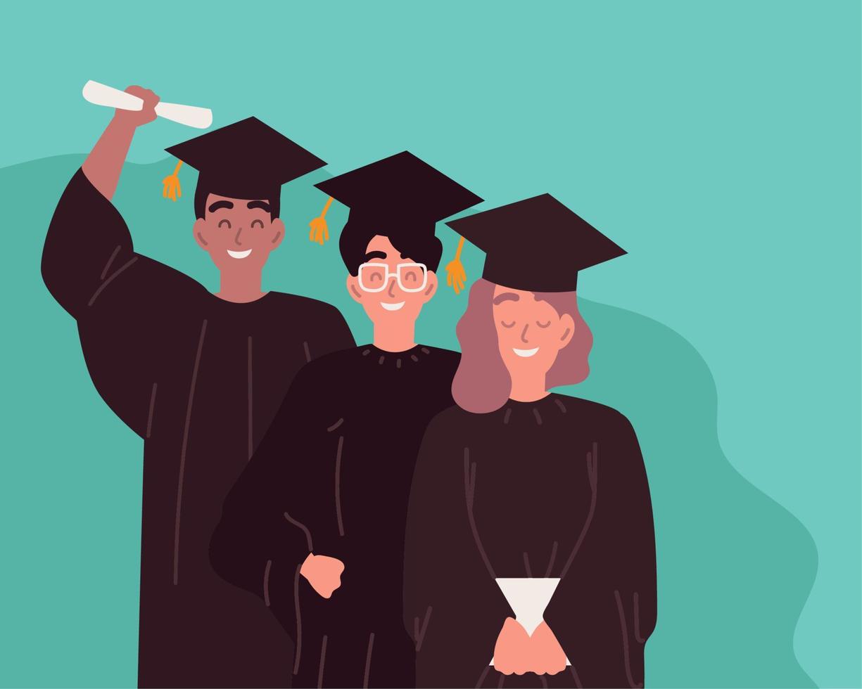 college students and diploma vector