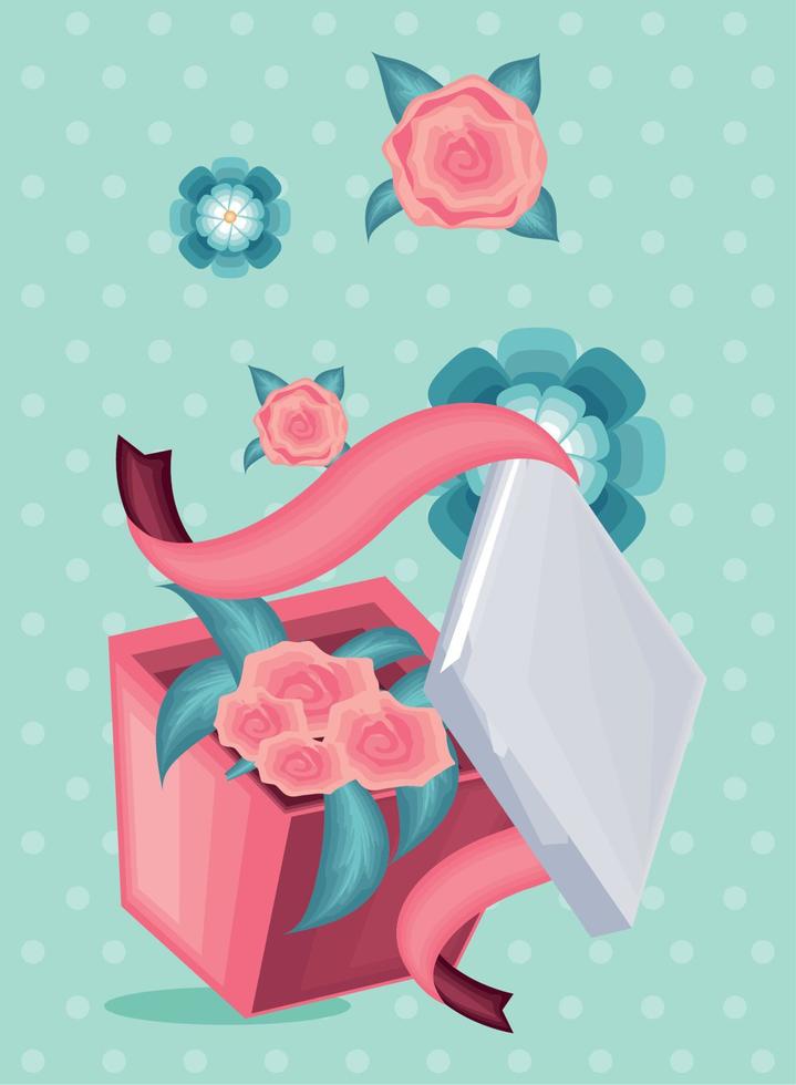 caja de regalo con flores vector