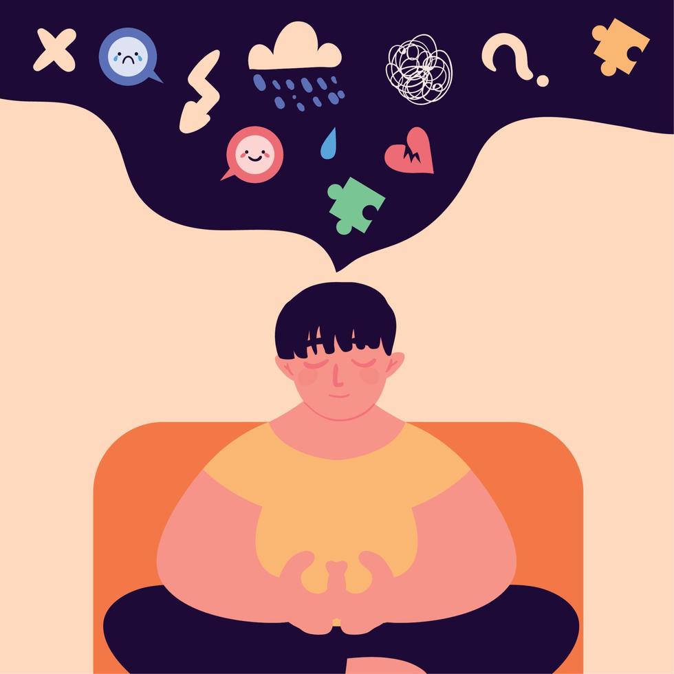 woman thinking, mental health vector