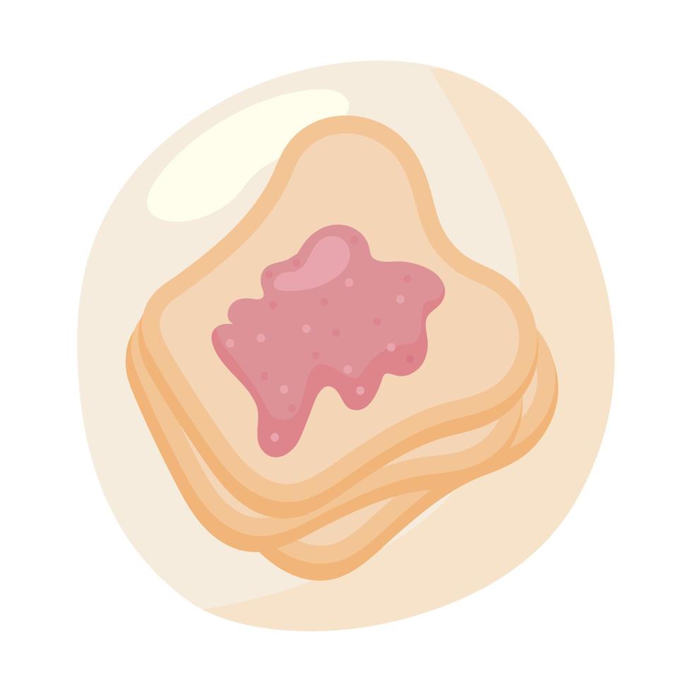 bread with jam breakfast vector