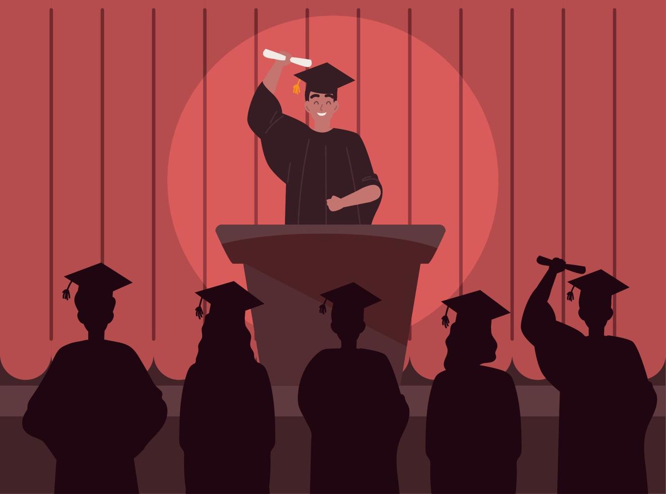 graduate giving speech at ceremony vector