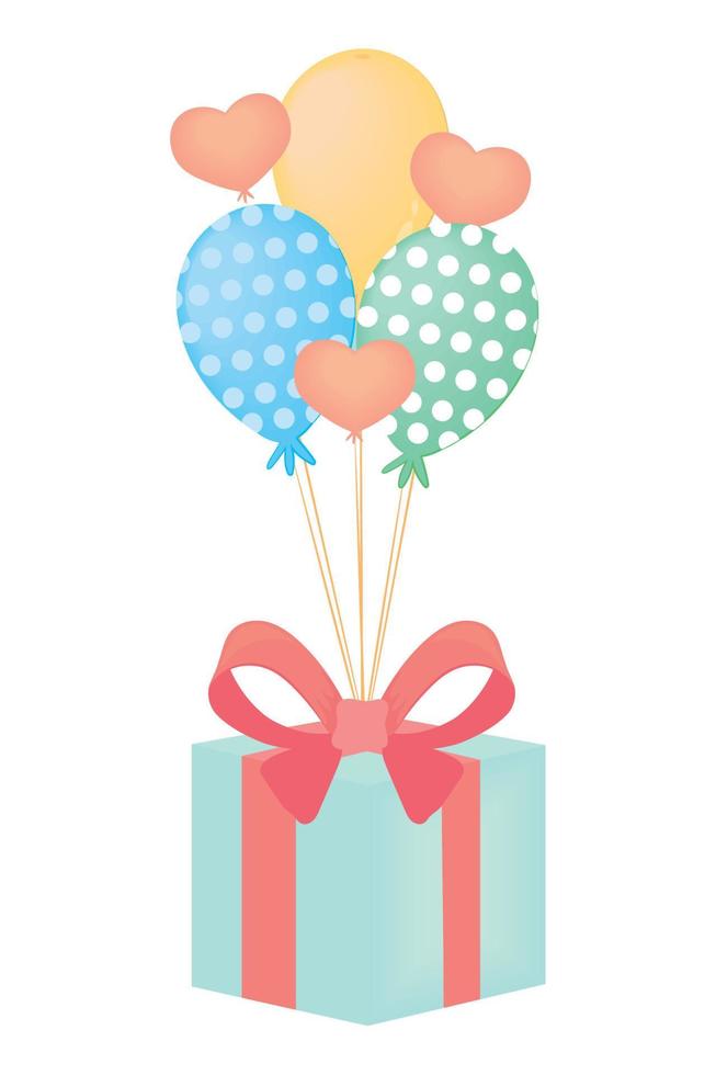 birthday gift with balloons vector
