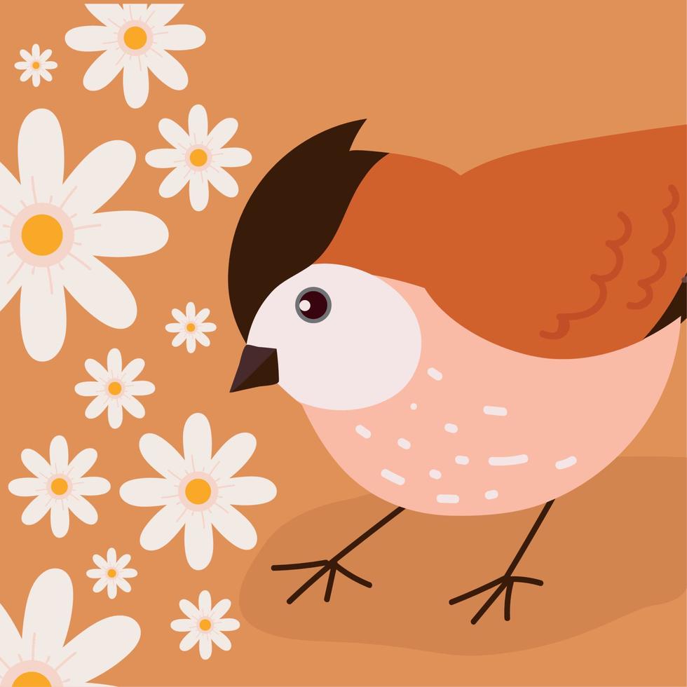 bird and flowers vector