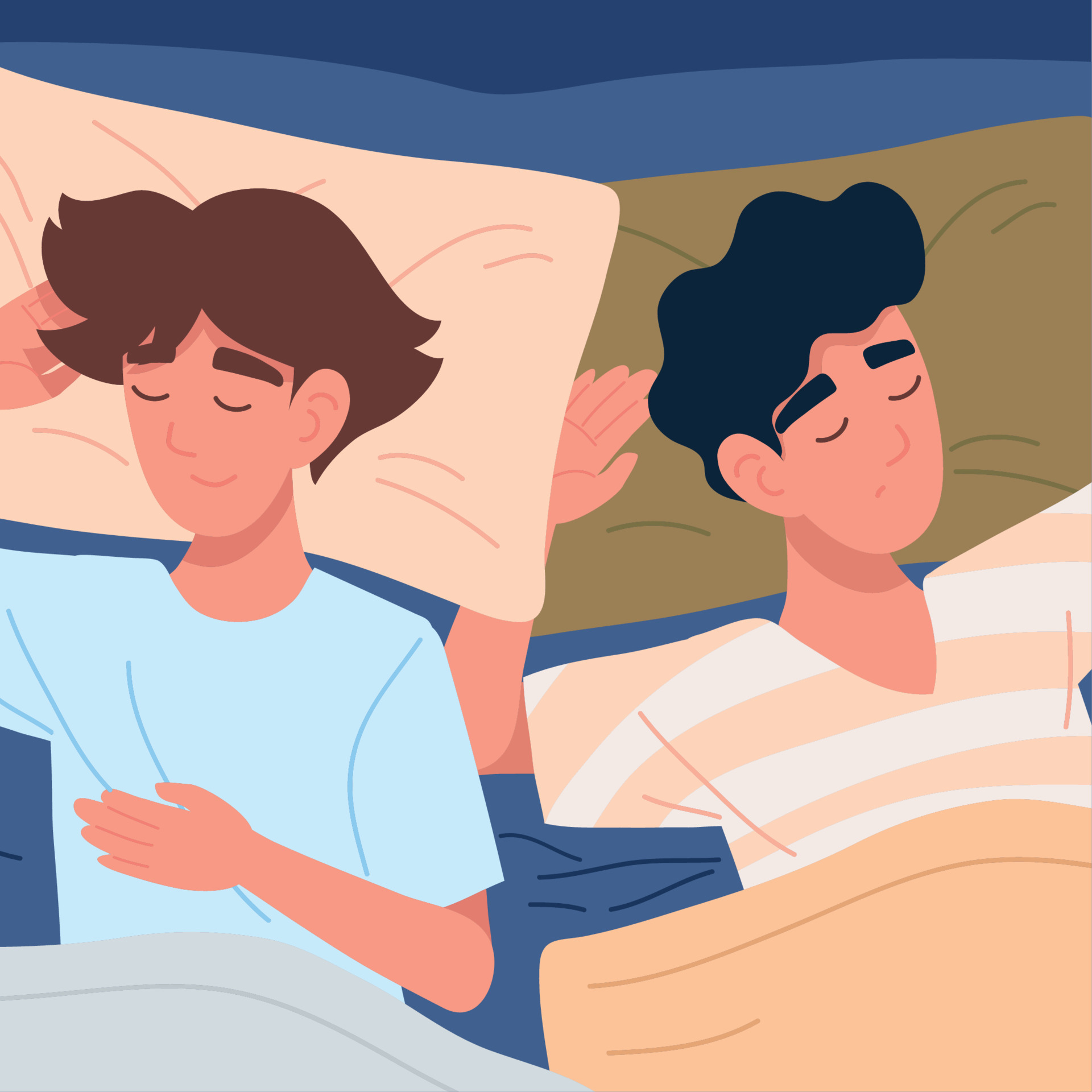 sleeping men on bed 11143973 Vector Art at Vecteezy