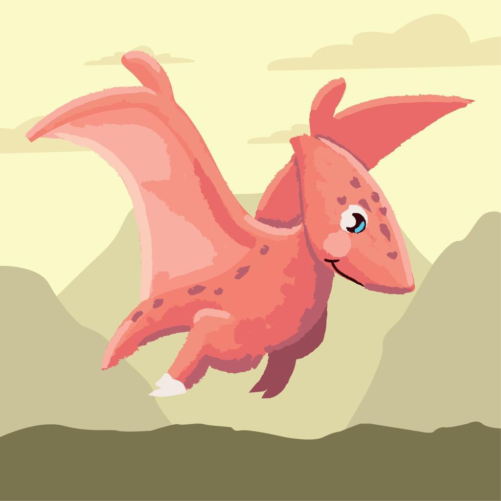 cute pteranodon dinosaur vector