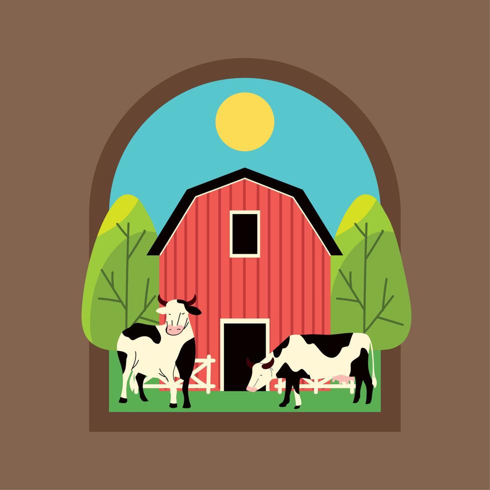 rural label, farm animals vector