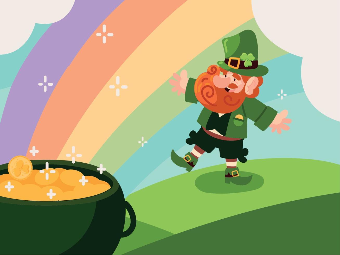 leprechaun rainbow and treasure vector