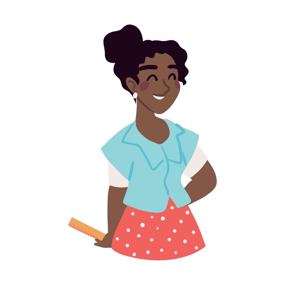 teacher woman with ruler vector