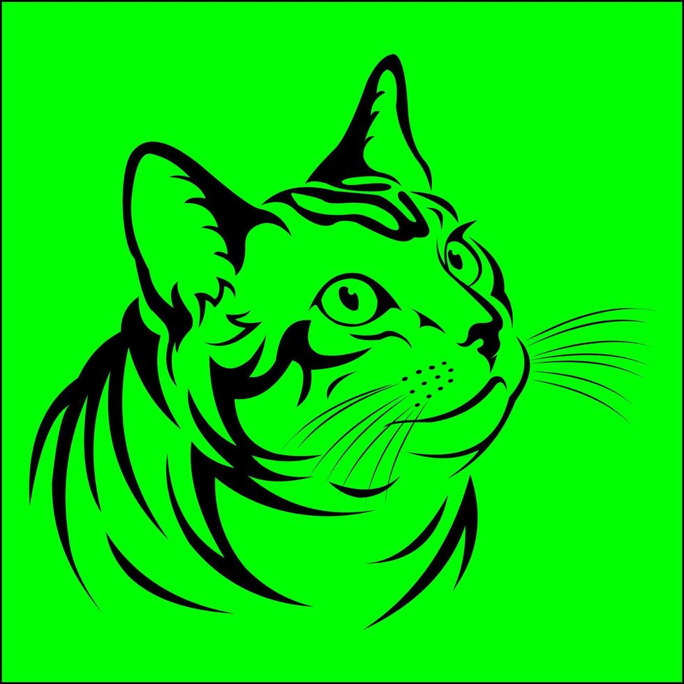 imagen vectorial de cara de gato con fondo verde vector