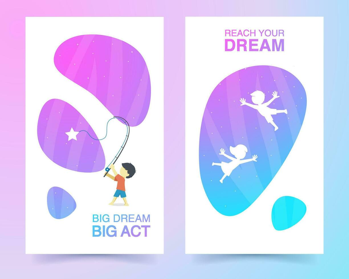 Kids banner illustration. Welcome banner. Child dream banner. Reach Dream vector