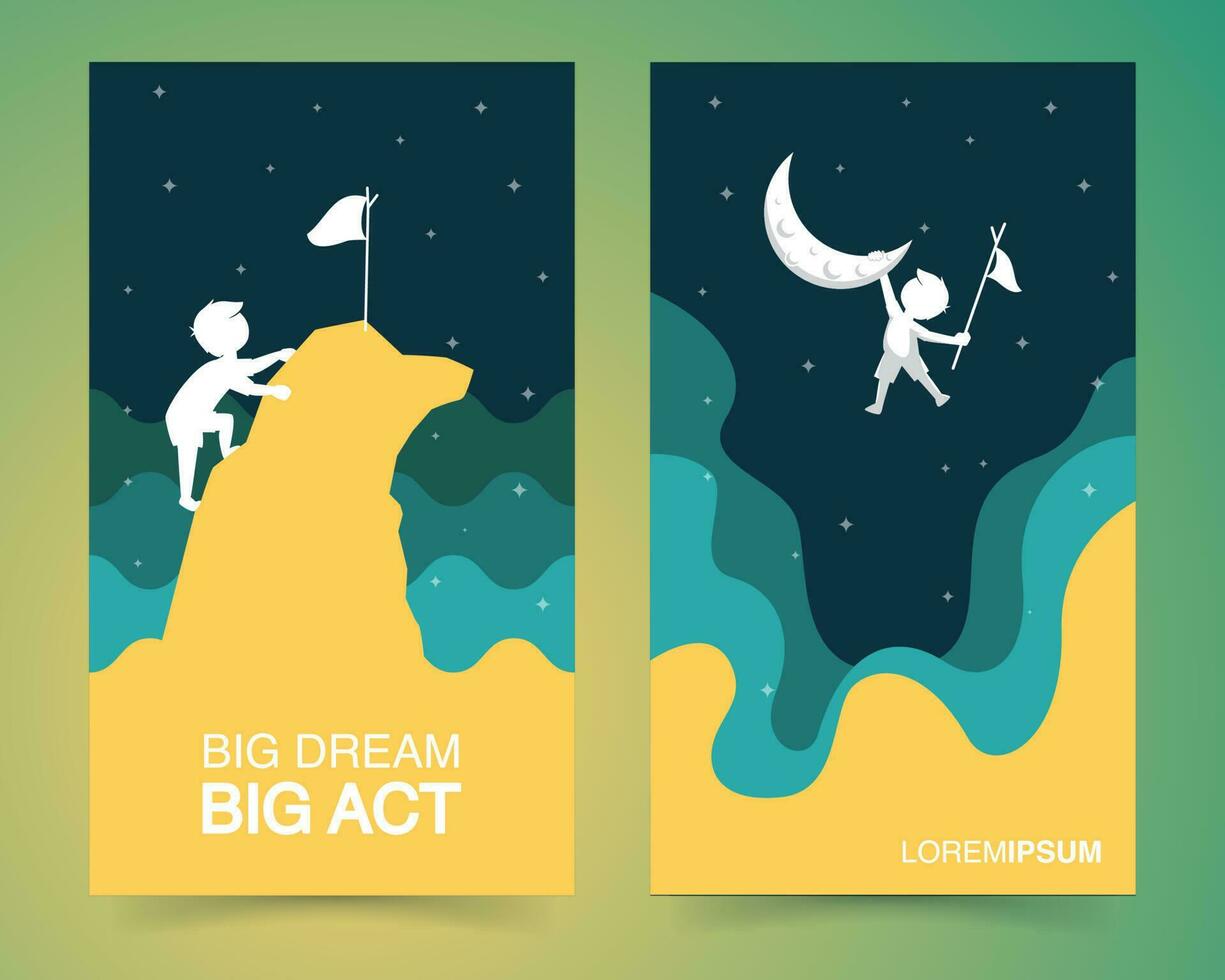 Kids banner illustration. Welcome banner. Child dream banner. Reach Dream vector