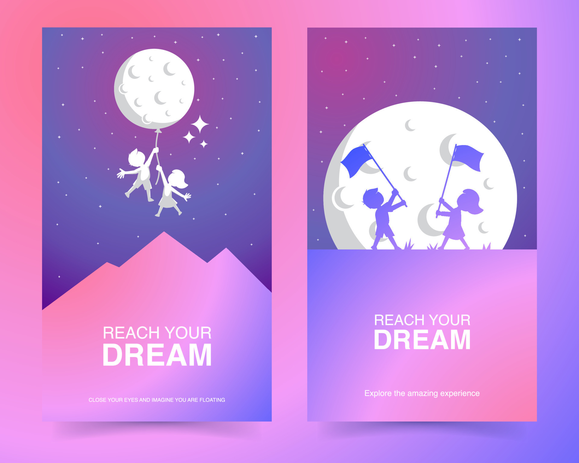Kids banner illustration. banner. Child dream banner. Reach