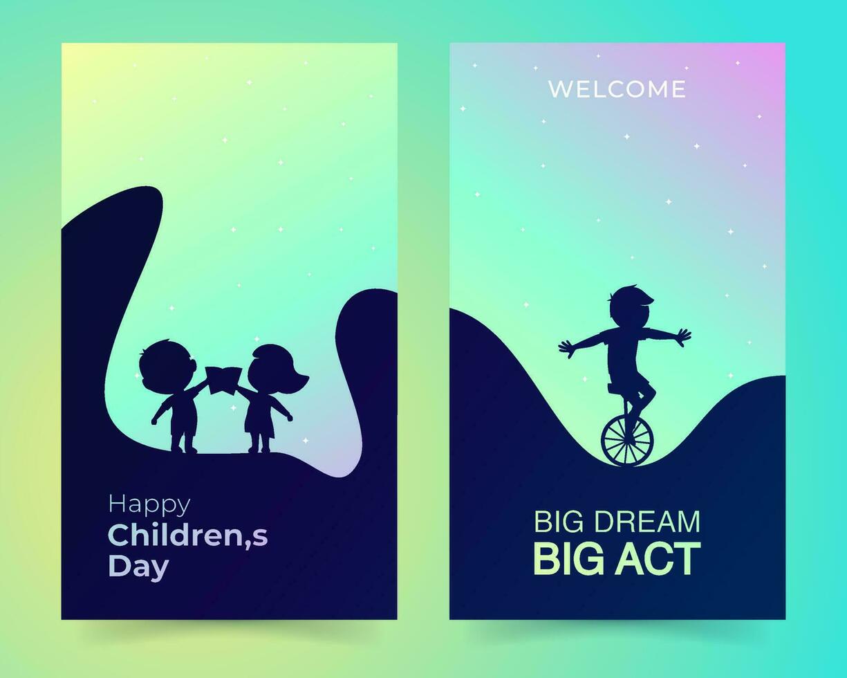 ilustración de pancartas para niños. pancarta de bienvenida. pancarta de sueño infantil. alcanzar el sueño vector