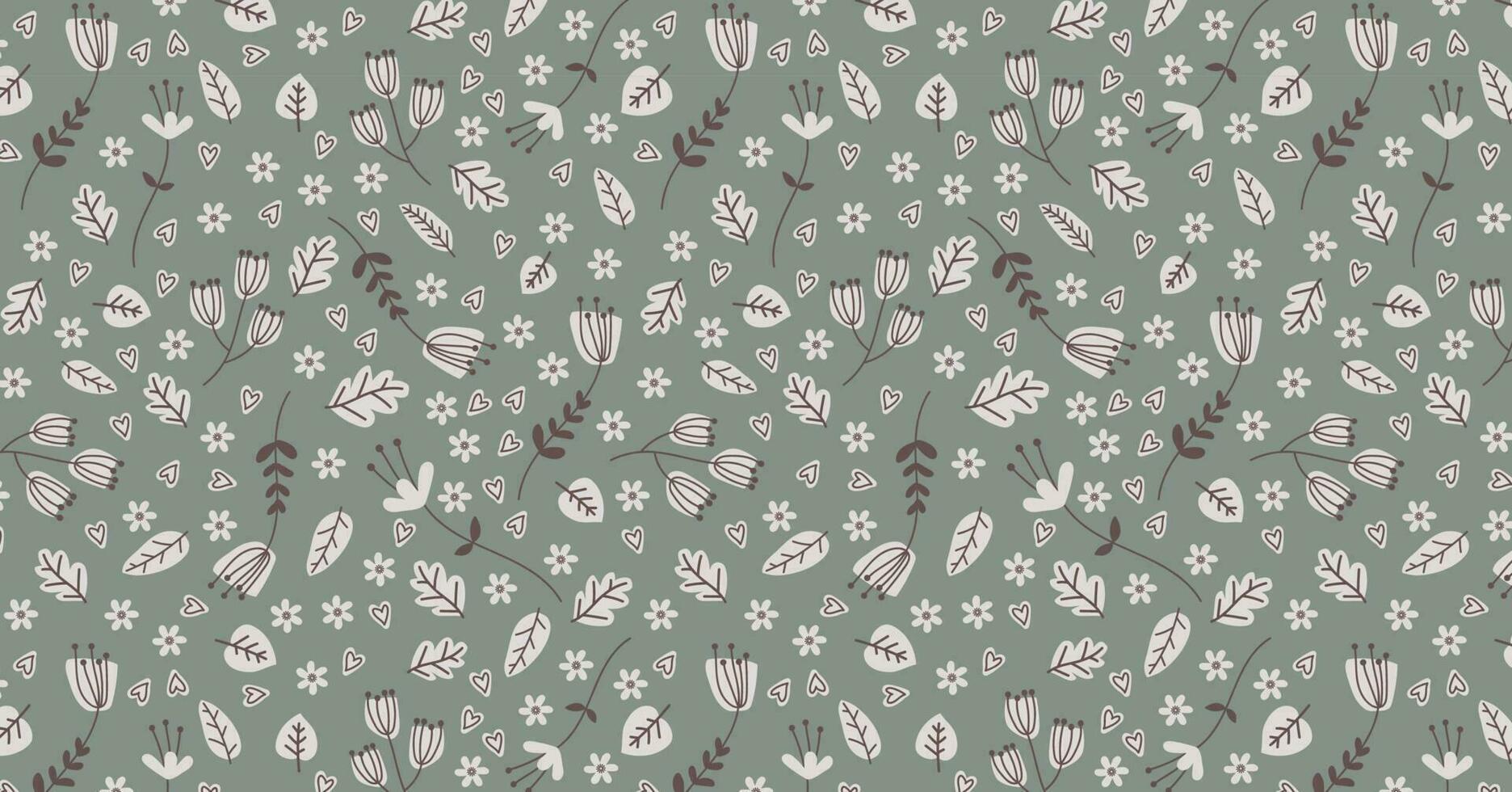 Seamless pattern background with hand drawn plants vector